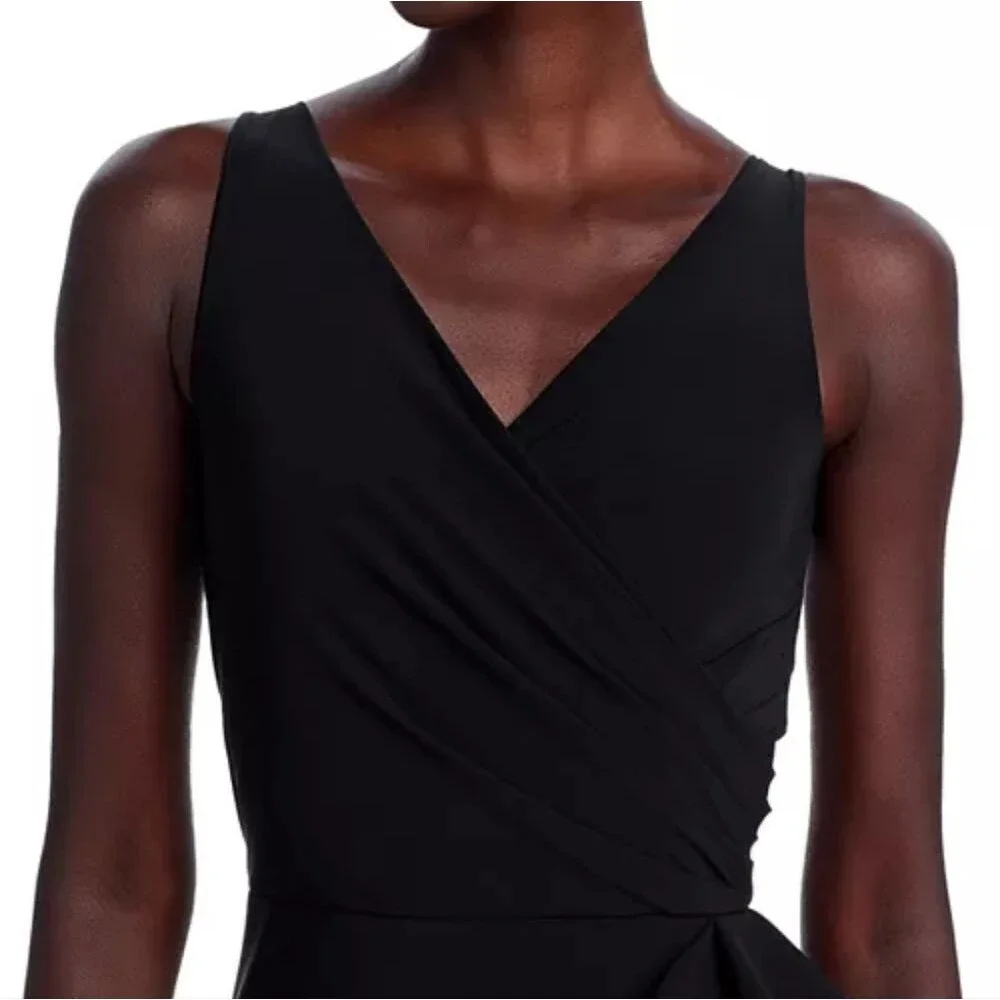 Chiara Boni La Petite Robe Sangiovanna Ruffle Long Gown Dress Black 12 NWT